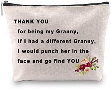 PXTIDY Granny Gift Grandma Makeup Bag Thank You For Being My Granny Cosmetic Bag Best Granny Ever Gift Grandmother Travel Bags Gran Grannie Gifts (beige)