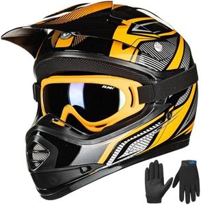 ILM Youth Kids ATV Motocross Helmet Goggles Sports Gloves Dirt Bike Motorcycle Off Road DOT Approved B07 (Youth-L, Yellow Black)