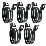 Storite 5-Pack 45cm SATA 3 6.0 Gbps Data Cable with Locking Latch for HDD & SSD (Black - 90 Deg Right Angle to Straight)