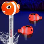 KingSom Pool Thermometer Floating, Easy Read Solar Pool Thermometer with Clown Fish Light,Pro Pool Temperature Thermometer,Shatter Resistant Water Thermometer for Ice Bath,Hot Tub Thermometer for Pond