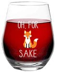 Oh, for F*x Sake - Funny Glass for Him Her Boss Friend Coworker - 15 oz Stemless Wine Glass