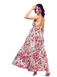 COOL AND CASUAL Women Dresses Floral Beach Dress Long Maxi Backless Dress (in, Alpha, S, Regular, Pink Multicolour)