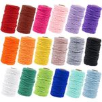 18 Rolls Macrame Cord 2 mm x 576 Yards, 4 Strand Twisted Soft Colored Macrame String Natural Cotton Macrame Rope for DIY Projects, Wall Hanging, Plant Hangers, Knitting, Handmade Crafts (18 Colors)