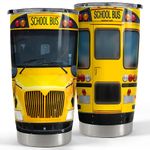 SANDJEST Bus Driver Tumbler - School Bus 20 oz Stainless Steel Double Wall Vacuum Tumblers Coffee Travel Mug - Thermal Cups Birthday, Christmas, Back To School Gifts for Men, Women, Friends, Besties