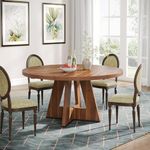 Tribesigns Round Dining Table for 4-6 People 47 Inch Wood Dining Table with Pedestal Base Walnut (Brown)