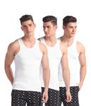 U.S. POLO ASSN. Regular Men Comfort Fit I661 Cotton Vest - Pack Of 3 (White M)