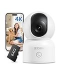 ZOSI 4K Indoor Camera, WiFi Home Security Camera with 64GB Memory Card No Monthly Fee, 360°Pan/Tilt Views Baby Pet Cam with App, Dual-Band WiFi Camera, Human/Pet Detection, Baby Monitor, 2-Way Audio