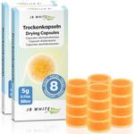 JB White 16 pcs Drying Tablets/Capsules for Hearing aids and earmolds, Orange Silica, Against Moisture, Hearing Aid Desiccant Compatible with Phonak, Cedis (16x, Color Indicator, Individually Sealed)