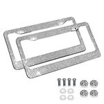 EING Car License Plate Frames Bling Crystal Diamonds Car Exterior Accessory for Women Girls,2pcs - Silver