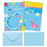 Birthday Party Invitations, 20 Pack Pool Party Invitations with Envelopes Kids Party Supplies Birthday Decorations Birthday Invites Card Baby Shower 18 * 13