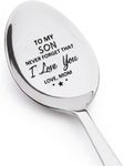 My Son Gifts Spoon from Mom Never Forget That I Love You Spoons Gifts for Son Christmas Birthday Gifts for Son Stepson Coffee Tea Lovers Gifts for Son Sons Stainless Steel Spoon