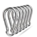 5 Inch 4 Inch Large Spring Snap Hooks, Ekunbuy Heavy Duty Rope Connector 304 Stainless Steel Hook Spring Clips Link Buckle 1/2 3/8 Clip for Hammock Swing Outdoor Travel