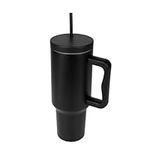 wintfarm Insulated Travel Mug with Straw and Lid - 40oz Tumbler, Leakproof Stainless Steel Coffee Cup with Handle for Keeping Beverages Hot or Cold - Perfect for Commuting & Travel(Black)