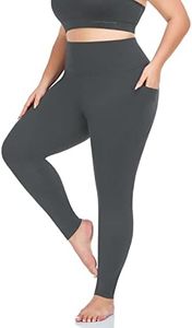 MOREFEEL Plus Size Leggings for Women with Pockets-Stretchy X-5XL Tummy Control High Waist Workout Grey Yoga Pants