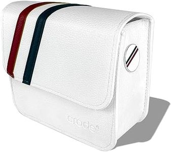 CRODE Golf Rangefinder Leather Case and Tee Holder with Ball Marker Compatible with Bushnell Callaway Tectectec Universal Range Finder Carry Bag Premium Leather Pouch, white