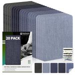 KING MOUNTAIN Iron-on Repair Patch 20 Pcs Pack, 100% Cotton Denim Iron-on Repair Patch, 5 Shades of Blue, Jeans and Clothing Repair and Decoration Kit, Size 3"x4-1/4"(7.5 cm x 10.5 cm)