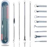 HudiMsat Blackhead Remover Pimple Comedone Extractor Tool Acne Removal Kit Zit Removing for Risk Free Nose Face Skin with Case 4PCS, silvery