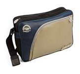 BRISA VW Collection - Shoulder Bag Messenger Bag with Tire Tread Design in T1 Bus Campervan Design (Vintage/Beige & Blue)