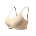 Lemef Non Wired Bra for Women Underarm-Smoothing Wireless Bra Seamless Lightly Lined Comfort Bra, Beige, S