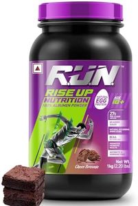 R.U.N-RISE UP NUTRITION Egg White Protein Powder for Athletes,Gym & Fitness Enthusiasts |27g Protein & 14g EAA|Lactose, Soy & Gluten Free Egg Albumen Protein Powder for Immunity, Choco Brownie -1kg