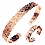 LONGRN-Pure Copper Magnetic Ring & Bracelet Adjustable Size for Women, 2 Piece Set, Copper