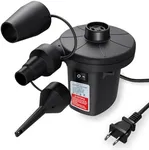 Quick-Fill Electric Air Pump with 3 Nozzles, Portable Inflator/Deflator for Inflatables Air Mattress Bed Couch Pool Floats Toys Swimming Ring Raft AC 110-120V, Black