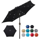 Blissun 7.5 ft Solar Umbrella 18 LED Lighted Patio Umbrella Table Market Umbrella, Black