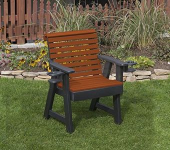 ECOMMERSIFY INC Tudor Brown-Poly Lumber ROLL Back Poly Resin 2 FEET Patio Garden Chair with Cupholder arms Heavy Duty Everlasting PolyTuf HDPE - Made in USA - Amish Crafted
