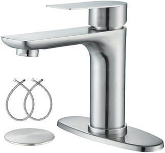 Mosson Bathroom Faucet Brushed Nickel Bathroom Sink Faucet with Pop-Up Drain & Deck Plate,Single Handle Bathroom Faucet for Sink 1 or 3 Hole Deck Mount