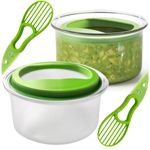 Kreapa Guacamole keeper(2park) guacamole bowls avocado keeper Fresh Guacamole Plastic Kitchen Storage Container with Air Tight Lid,3-in-1 Avocado Slicer avocado tool 2pcs