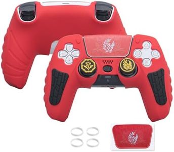 ECHZOVE Anti-Slip PS5 Controller Silicone Skin, PS5 Accessories, Soft Protective Cover Case for PlayStation 5 Controller with Touch Pad Stickers and Thumb Grip Caps - Red