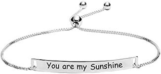 LeCalla Sterling Silver Jewelry Engraved Inspirational Believe Sunshine Moon and Back Sliding Bolo Bracelet for Teen Women Friendship Sister, 8.5 inches, Sterling Silver, not known