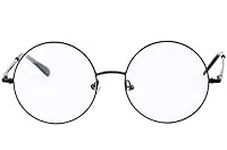 Agstum Vintage Round Prescription ready Metal Eyeglass Frame Clear Lens (Black, 46mm)