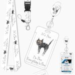 Cute ID Badge Holder,with Retractable Badge Reel Carabiner Clip and Detachable Lanyard Strap Vertical ID Card Protector Case for Women Nurse Nursing Doctor Student Teacher(I'm Fine)