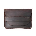 AIGUONIU Handmade vintage leather Portable Simple Card Case Genuine Leather Card Holder, Coffee, Vintage