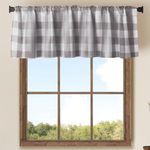 2 Pack Buffalo Check Plaid Window Valances Farmhouse Design Window Treatment Decor Curtains Rod Pocket Valances for Kitchen/Living Room 41x 142cm (Grey)