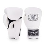 TOP KING Boxing Super Air Breathable Leather Gloves Muay Thai Boxing Gloves for Training or Sparring - 8oz, 10oz, 12oz, 14oz, 16oz, White, TKBGSA-WH-16Oz.