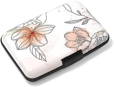 Rimilak Aluminuml Credit Card Holder, Mini Credit Card Wallet RFID Blocking Slim Metal Hard Case for Women Men, Beauty Flower