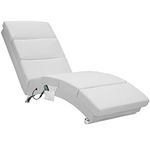 CASARIA® London Heated Massage Chaise Longue Lounger | Indoor Lounge Chair | Living Room Office | Relax Recliner | Ergonomic Reclining Armchair | Long Lazy Sofa | White Faux Leather