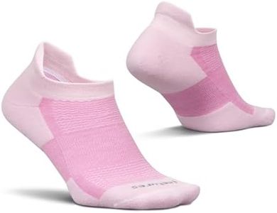 Feetures High Performance Max Cushion Ankle Sock - No Show Socks for Women & Men with Heel Tab - Strawberry Milk, S (1 Pair)