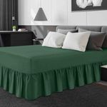 Frilled Valance Sheet King Size |Premium Polycotton Fabric | 180 Thread Count Frill Bedding Sheets, Dark Green