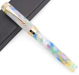 JINHAO Century Tofu 100 18KGP Golden Plated Resin Fountain Pen (Colourful, Medium Nib)