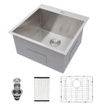 Mocoloo 22 Inch Drop In Laundry Sink 22 x 22 x12 Inch Utility Sinks for Laundry Room Topmount Deep Stainless Steel 16 Gauge Square Single Bowl Utility Sink Handmade