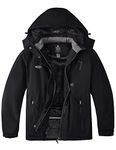 Wantdo Women's Plus Size Ski Jacket Rain Windproof Snow Coat Waterproof Mountain Warm Coat Black 5X-Large Plus