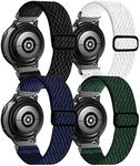 4 Pack 20mm Stretchy Nylon Bands Compatible with Samsung Galaxy Watch 3 41mm/Galaxy Watch 42mm/Active 40mm/Active 2 40/44mm/Gear S2 Classic, Adjustable Soft Elastic Loop Wristband Strap for Men Women