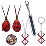 XHBTS 55 Set Behelit Necklace Keychain and Anime Stickers Rune Pendant Necklaces Keychains Set Gift for Fans, Plastic, Pearl