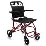 KosmoCare EcoGlide Premium Imported Lightweight Transporter Wheelchair | Travel Wheelchair with Handbrakes | Portable Folding | Red