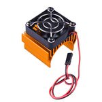 HobbyPark Aluminum Heat Sink with 5V Cooling Fan fit 540 550 3650 Size Brushless Engine Motor Heatsink for 1/10 RC Car Truck Buggy Crawler (Orange)