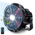 Portable Fan Camping Fan for Tents, 25 Hours Work-time Camping Lantern Ceiling Tent Fan Desk Fan with 7800mAh Power Bank, Clip and Remote, Usb Rechargeable Fan for Hiking, BBQ,Hunting, Hurricane