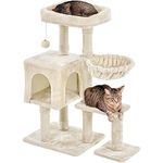 Yaheetech Multi-Level Cat Tree, 96cm Cat Scratching Tower with Large Condo Top Platform Jangling Bell Play House for Cats, Beige